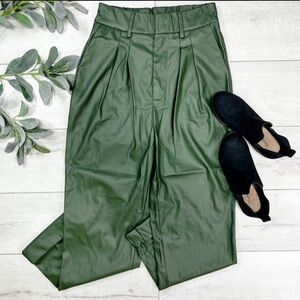 Vegan leather pleated pants